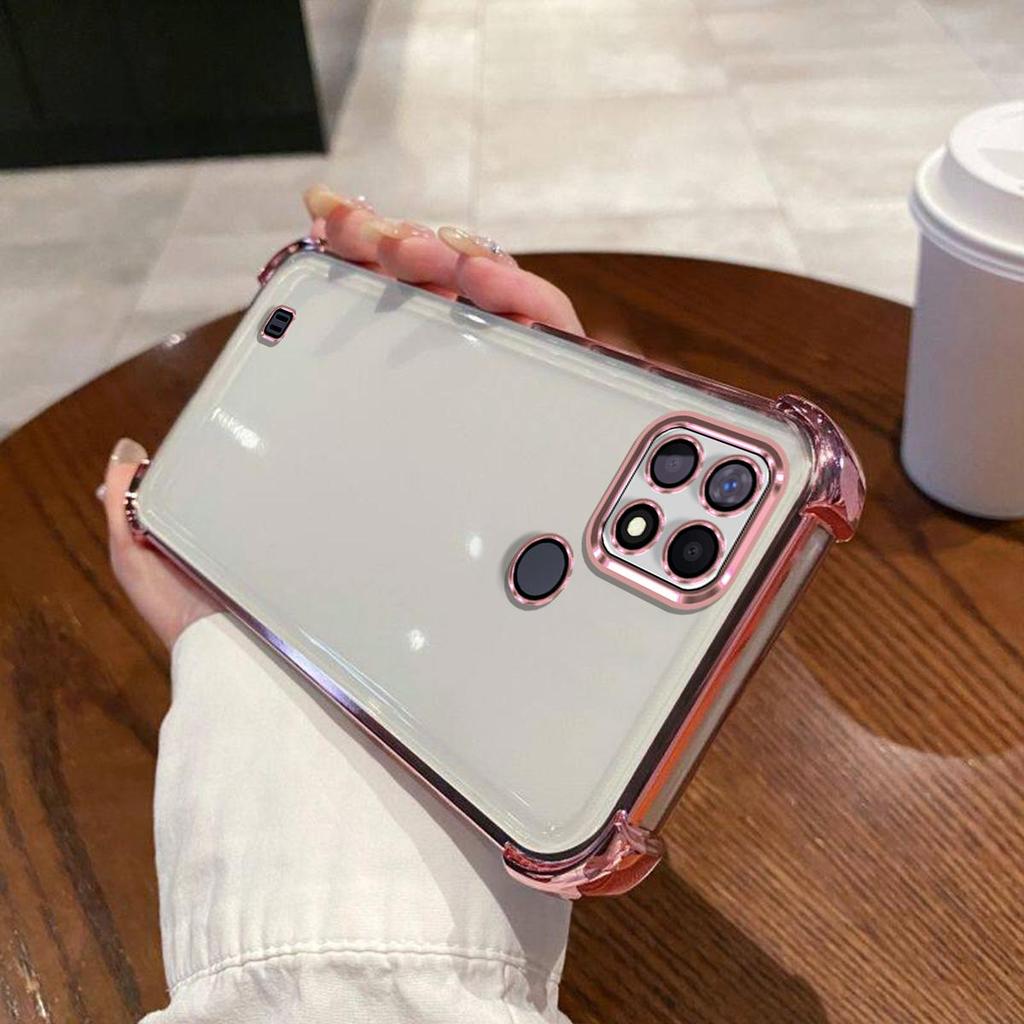 Чехол для realme C21 С гальваническим цветным ободком Прозрачный чехол-бампер для телефона