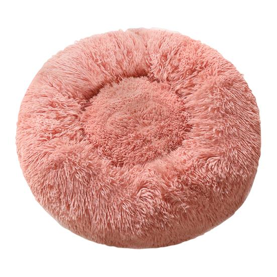 Donut Pet Bed Fluffy Round Cat Bed with Anti-Slip Bottom Cozy Shaggy Plush Dog