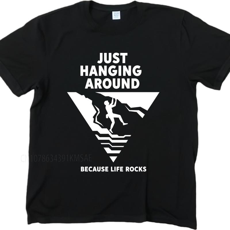 Black summer Men tshirt Just Hanging Around Because Life Rocks Short Sleeve Rock Round Neck Teeshirt summer cotton men tshirt