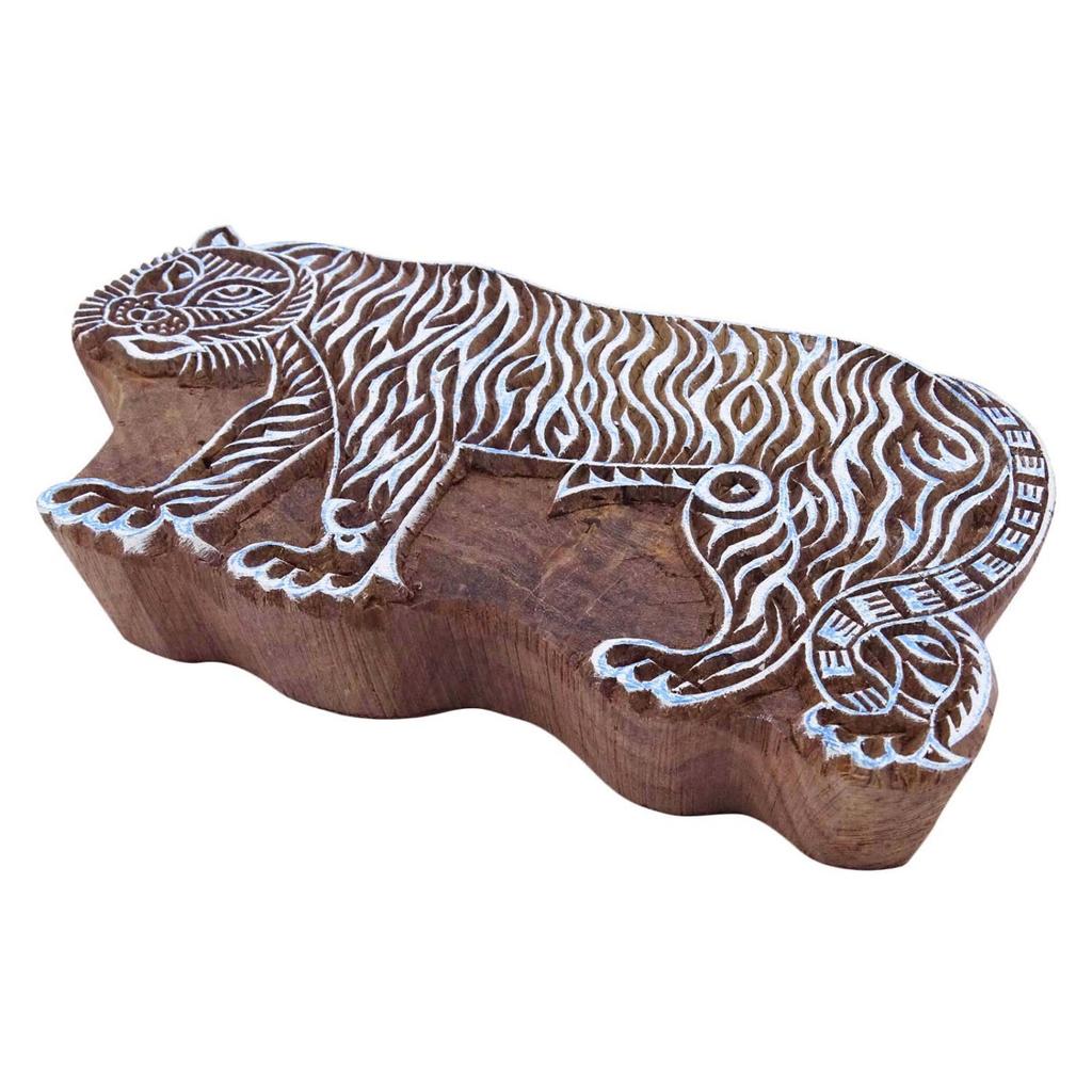 Декоративные блоки тигровая текстильная печать коричневых индийских деревянных марок ручной работы