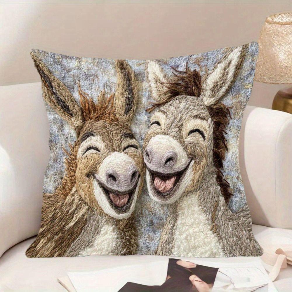 45x45 Donkey Pillowcase Cartoon Donkey Plush Pillow Case Cute Cushion Cover  Home Decor