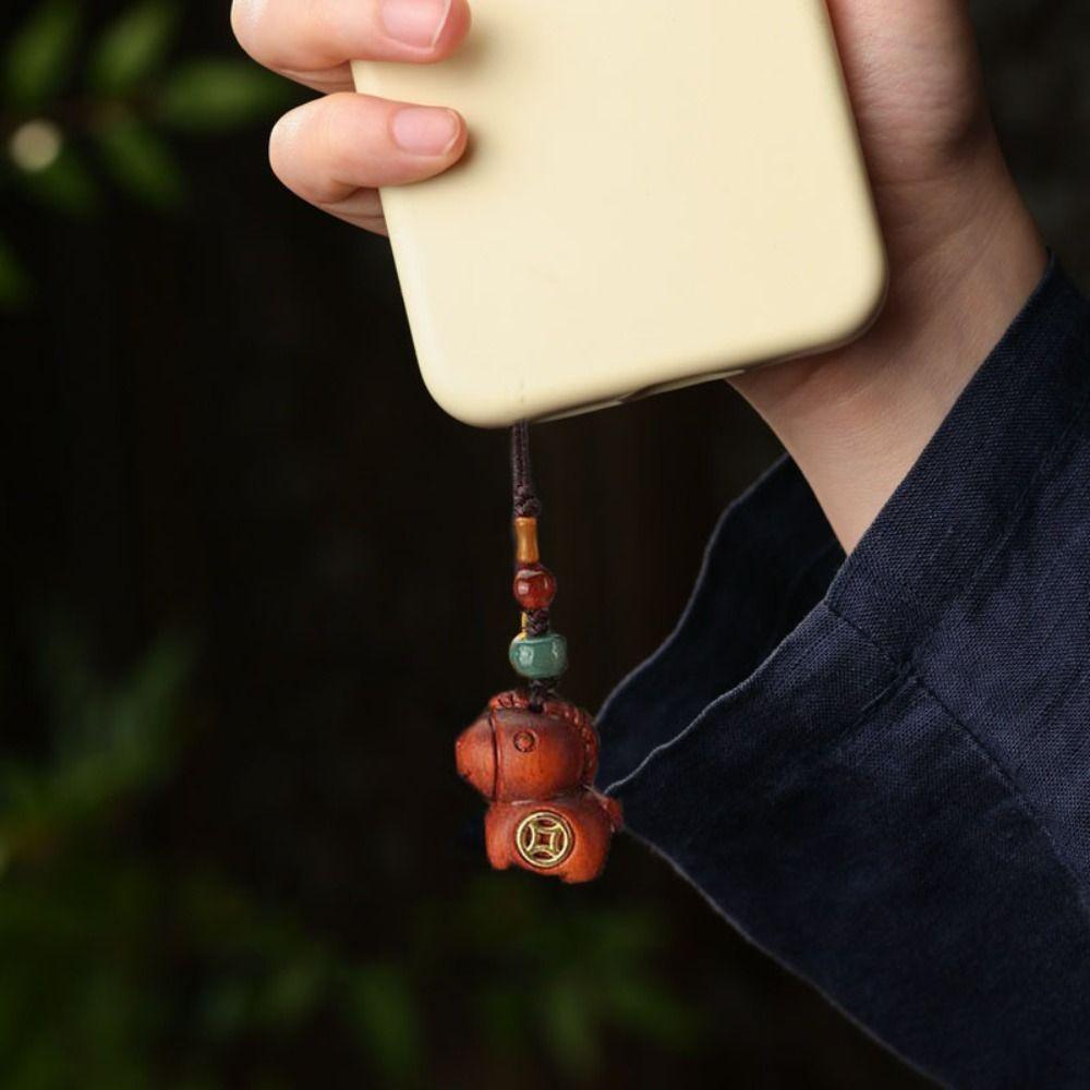 Ретро брелок-талисман в виде лошади, мультяшный брелок, кулон в виде деревянной лошади в китайском стиле, унисекс