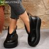 Leather Platform Women Ankle Boots Designer Fashion Mid Heels Shoes 2025 Trend New Brand Classic Oxford Winter Botas De Mujer