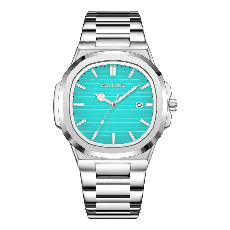 Ретро Квадратные Часы Мужские Календарь Стальной Ремешок Mori Универсальные Деловые Повседневные Светящиеся Немеханические Кварцевые Часы