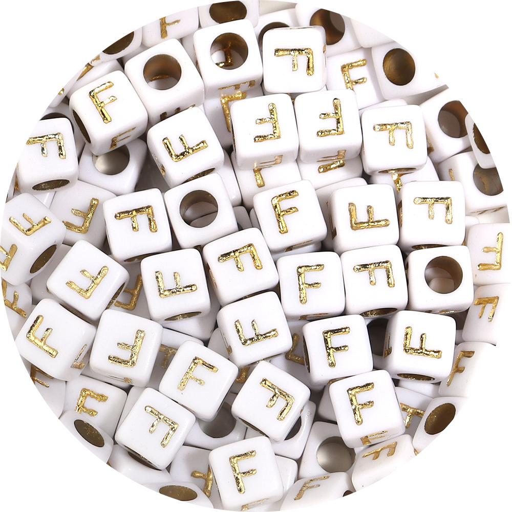 100pcs/lot 4.5 6mm Gold Letter Acrylic Square Beads Large Hole Loose Alphabet Beads For DIY Craft Bracelet Earrings Accessories