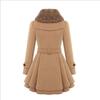Ladies Winter Fur Collar Slim Double Breasted Woolen Long Elegant Coat