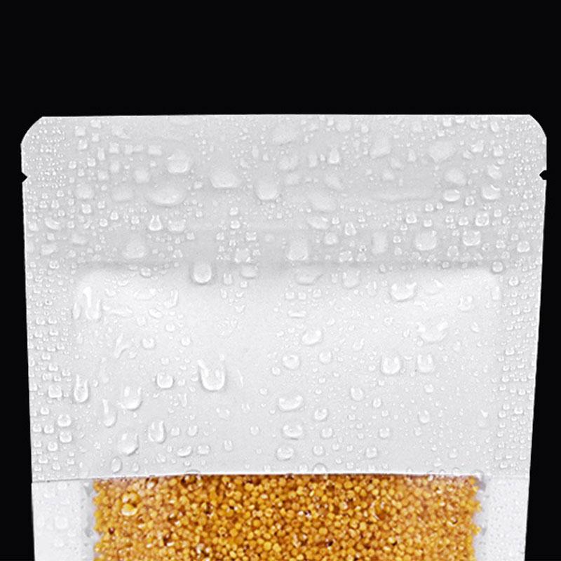 100 шт. Белое матовое окно, толстая крафт-бумага, самонесущий мешок, конфеты, закуски, влагостойкий уплотнительный упаковочный мешок, сумка для хранения предметов домашнего обихода, самонесущий мешок