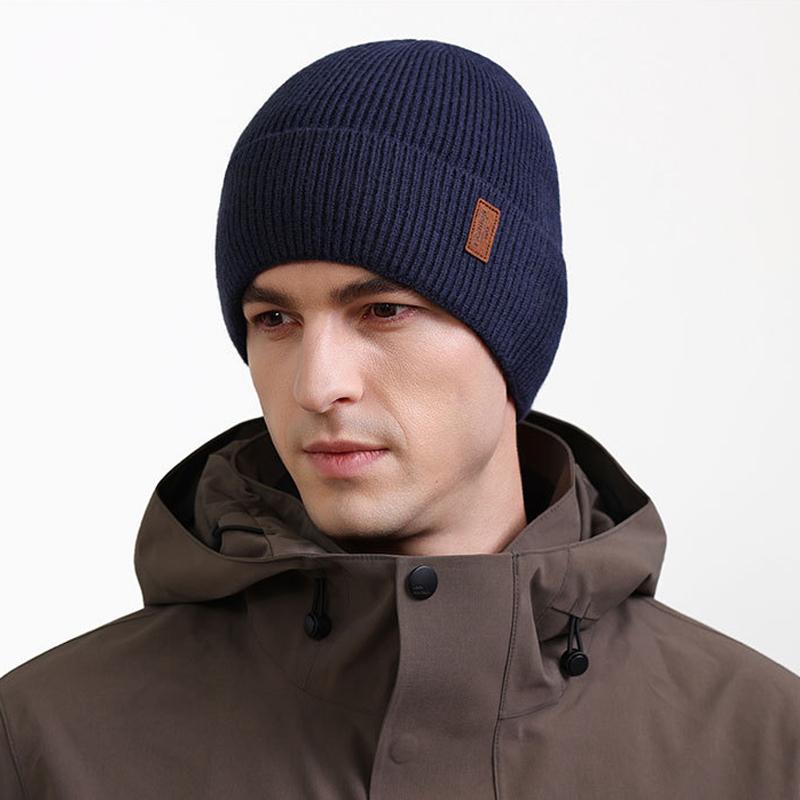 Winter Men's Cold-Proof Wool Hat Adult Outdoor Riding Velvet Warm Outdoor Knitted Hat
