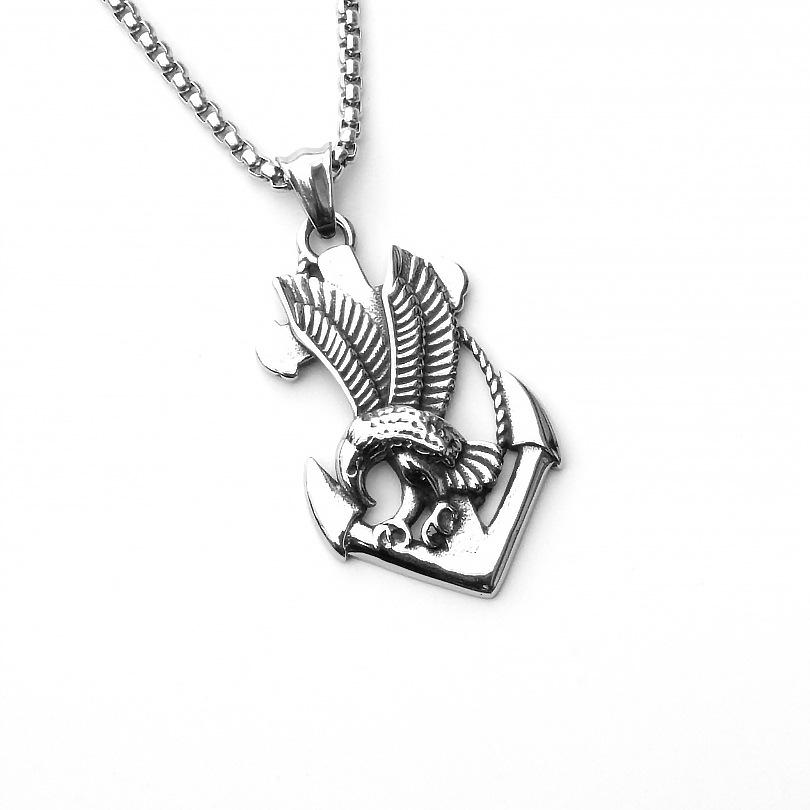 Fashion Titanium Steel Double Snake Pendant Trendy Male Personality Double Snake Wrap Necklace Men