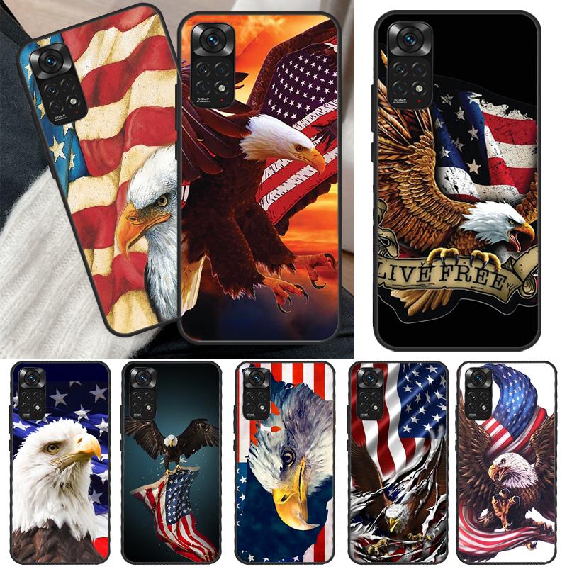 American USA Flag Eagle Case For Xiaomi Redmi Note 10 8 9 11 Pro 8T 9S 10S 11S Redmi 10C 9C 9A 9T K50 K40 Gaming