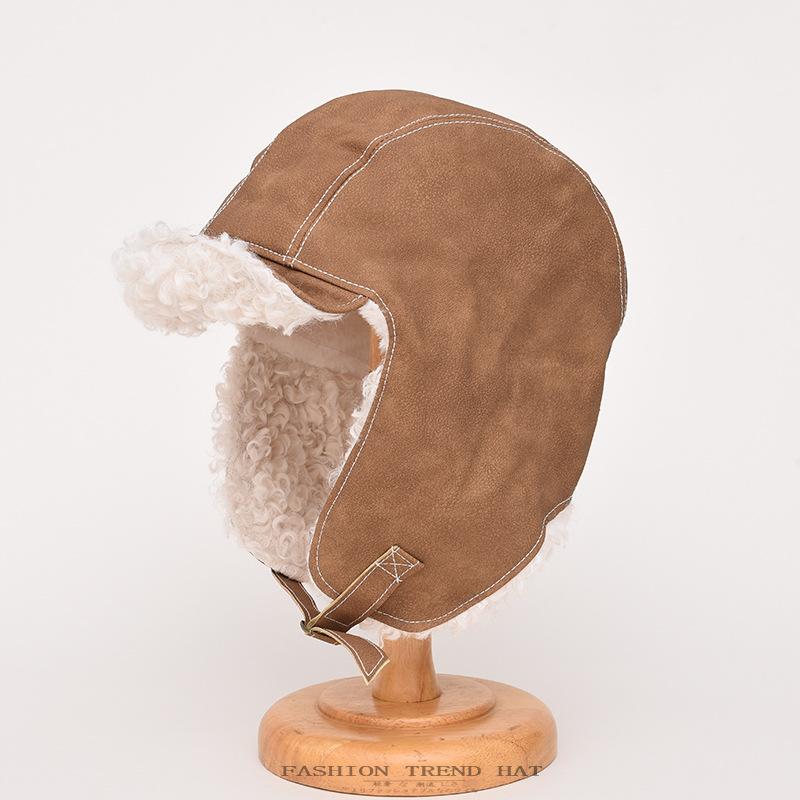 Шапка-авиатор Thunderbolt из овечьей шерсти для мужчин и женщин, зимняя теплая утолщенная защитная кепка из искусственной кожи для езды на велосипеде в холодную погоду