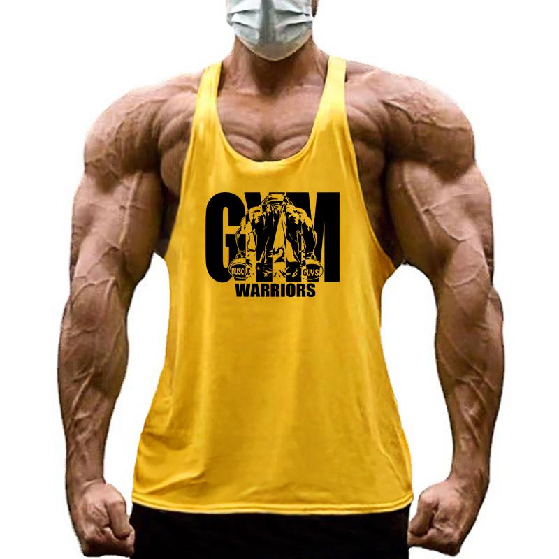 Muscleguys Mens Bodybuilding Stringer Tank Tops Gym Sportswear Cotton Breathable Workout Muscle Vest Summer Fitness Sleeveless Y Back Shirt