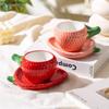 Underglaze Color Double-layer Mug Strawberry Mug Dish Set Coffee Mug Dessert Dish Milk Cup Ceramic Couple Cup Water Cup Tea Cups
