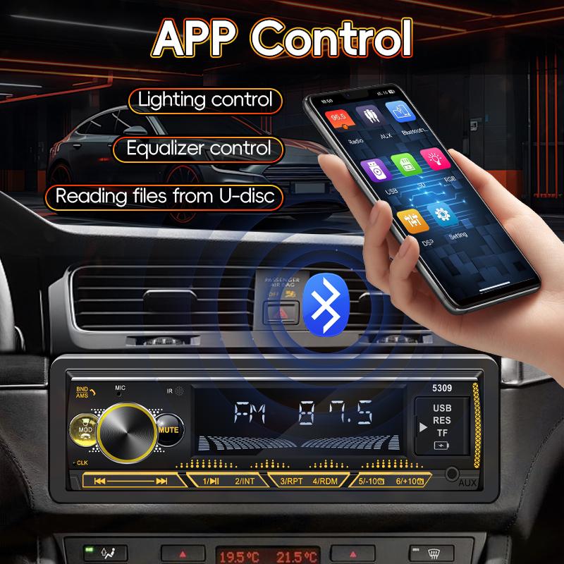 Hippcron Car Radio Audio 1 Din Bluetooth Stereo Hands-Free Calling MP3 Player FM Receiver With AUX/USB/TF Card In Dash Kit