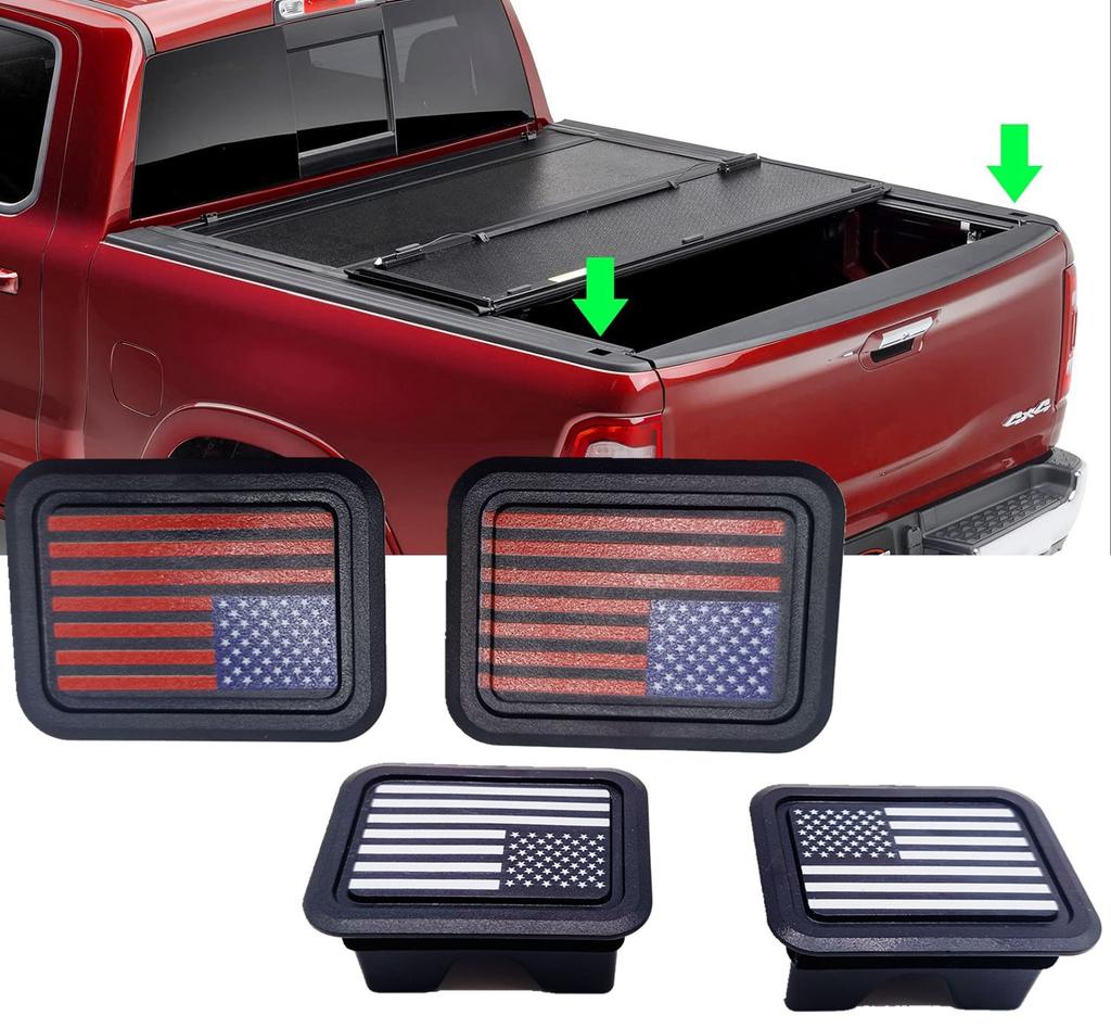 2x Красно-белые заглушки для карманов стоек заднего борта грузовика для Dodge Ram 1500 2500 2019-2025 Защитные аксессуары