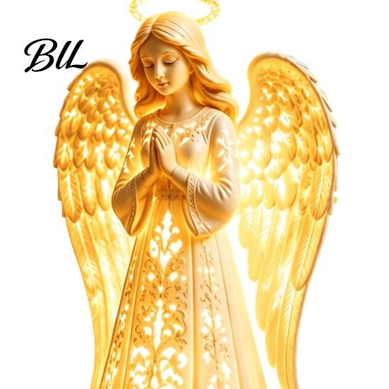 Thoughtful Present for Friends Praying Angel Night Light, Resin Decorative Figurine with Warm LED Lights Guardian Home Decor Decor, Tabletop Ornament