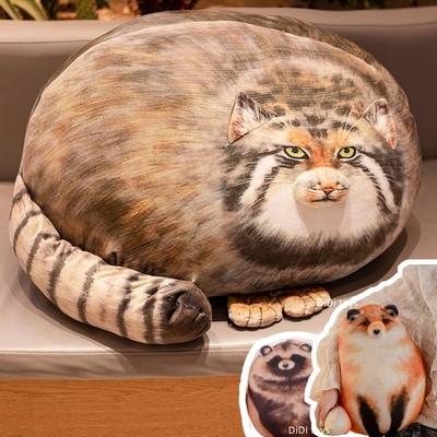 3D-печать реалистичного кота Палласа, чат-манул, плюшевая подушка, мягкие свирепые животные, обнимашки, лиса, толстый мяч, енот, подушка для декора комнаты, подарок