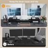 Dual Monitor Stand Riser with 2 Drawers, Adjustable Length and Angle, 116cm Monitor Riser for Laptop, Computer, PC, Small Printer, Black