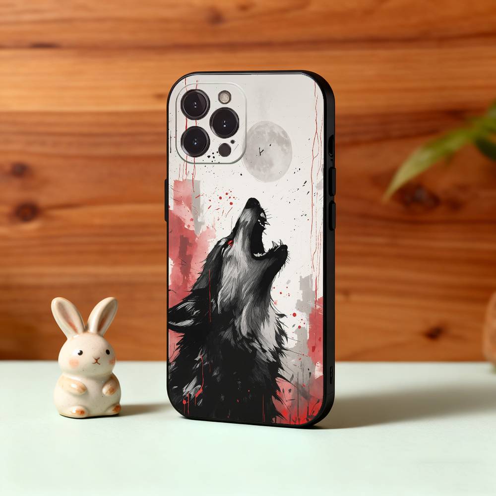 1 шт. Чехол для телефона с волком для iPhone 17, 16, 15, 14, 13, 12 Plus, Pro Max, XS, 5G, мягкий силиконовый, черный