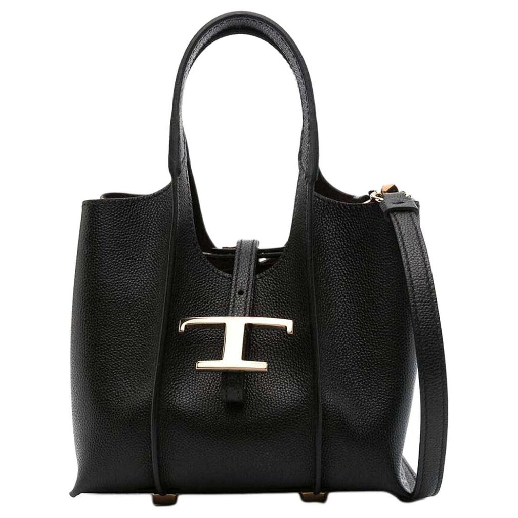 Tods T Timeless Металлическая подвеска T Кожаная Сумка Женские сумки Черный XBWTSBA0000Q8EB999