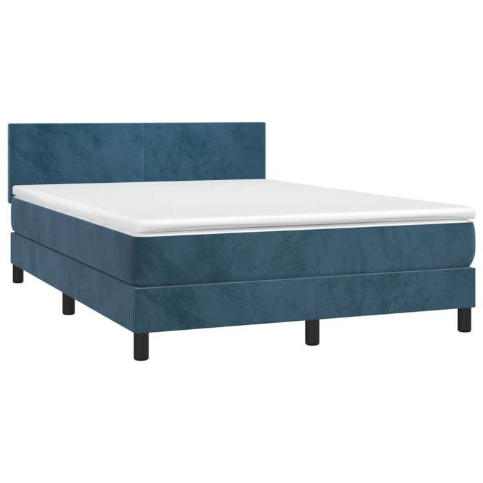 Maison Exclusive - Sommier à lattes de lit et matelas Bleu foncé 140x200cm Velours