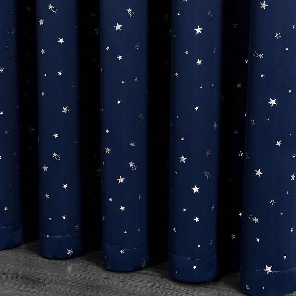 Kids Curtains Blackout With Stars Grommet Top For Bedroom Living Room Window Drapes