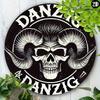 Металлический Знак Череп Логотип Группы Danzig 8-дюймовое Круглое Алюминиевое Настенное Искусство Декор для Дома и Офиса Подарок Для Внутреннего и Наружного Использования