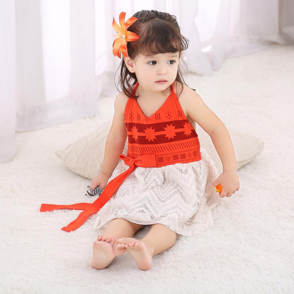 ins children's clothing European and American Moana series Moana shape red suspender princess mesh skirt