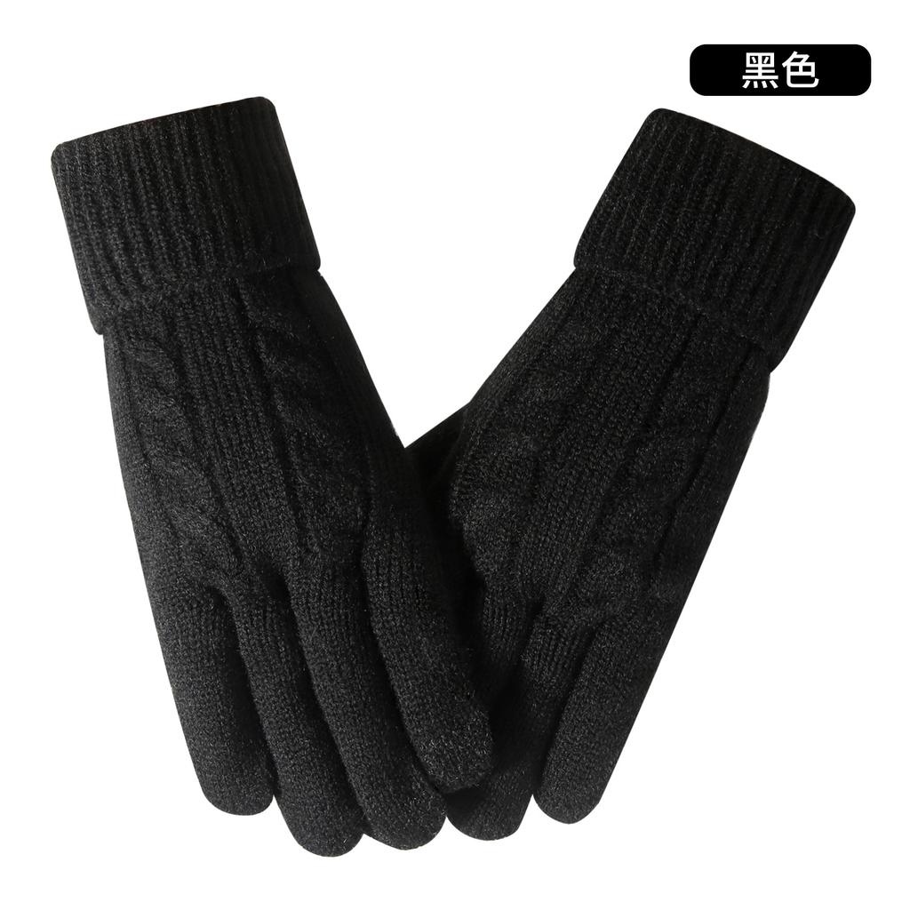 Теплые вязаные перчатки женские зимние для велоспорта офисные простые ветрозащитные двухслойные перчатки с сенсорным экраном