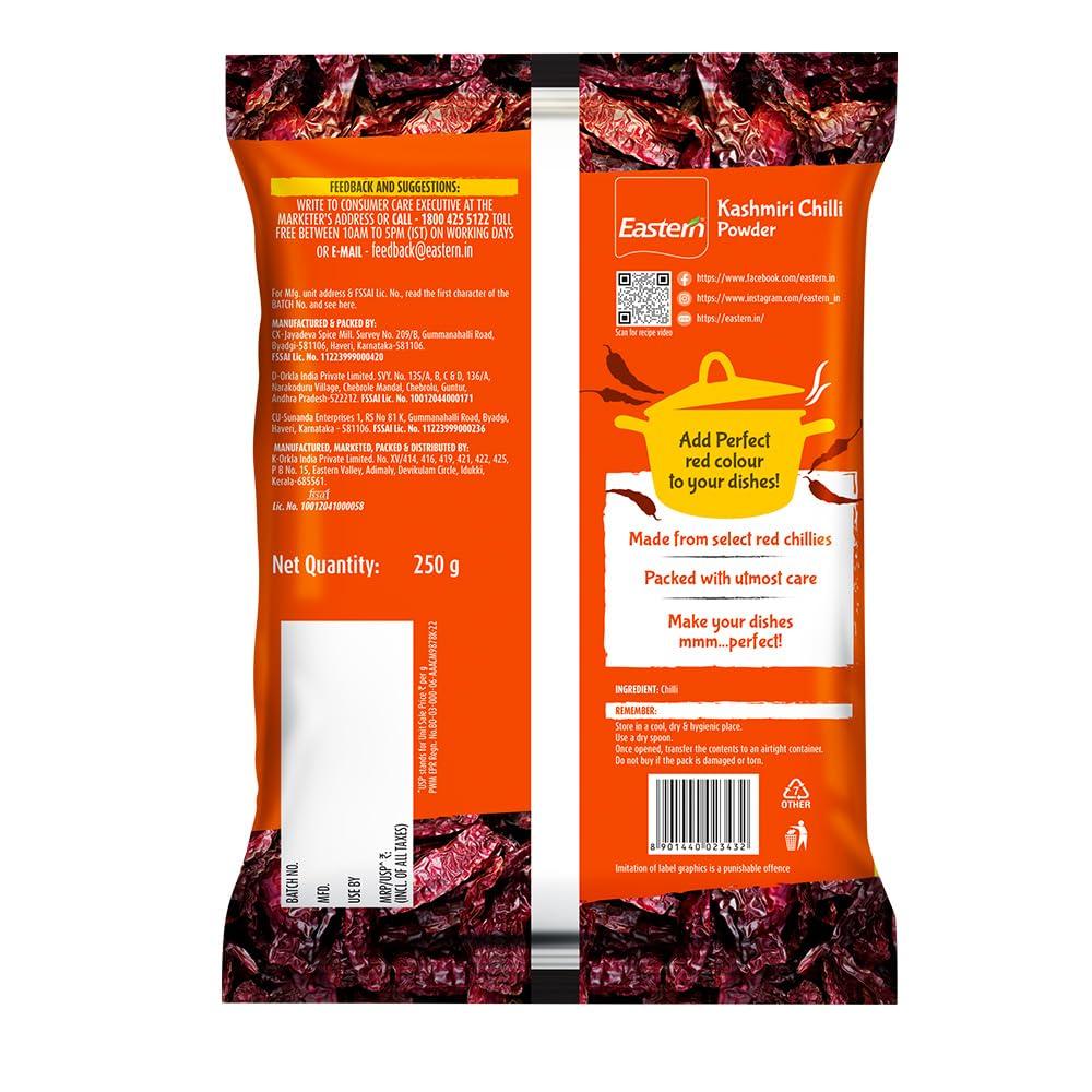 Eastern Kashmiri Red Chilli Powder Handpicked Sun Dried Authentic Indian Spice For Vibrant Colour And Flavour 250g Pack