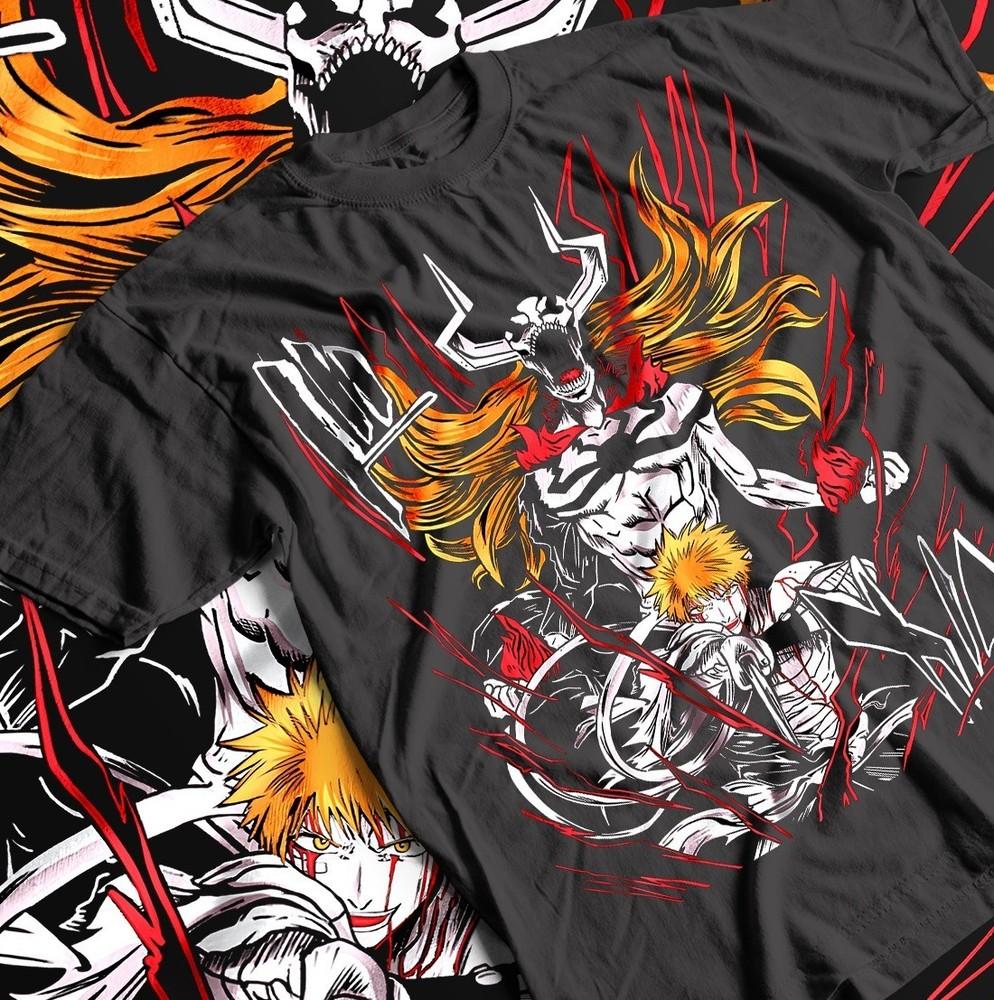 Bleach Ичиго Куросаки Манга Панель Аниме Футболка, Унисекс Футболка для Поклонников Аниме,