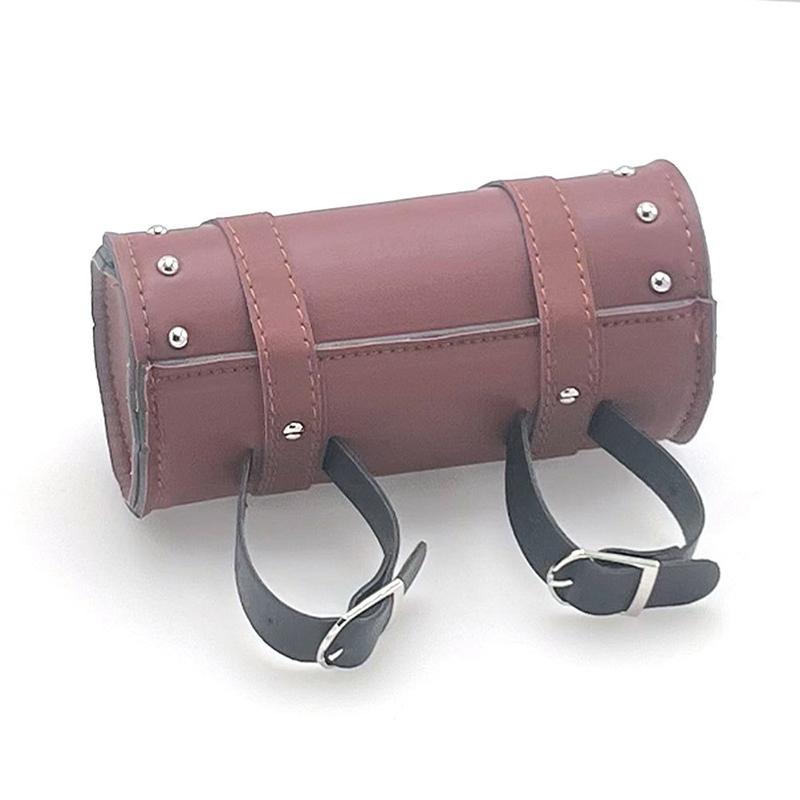 PU Leather Universal Motorcycle Tool Bag Waterproof Front Fork Handlebar Toolkit Vintage Roll Hanging Storage Barrel