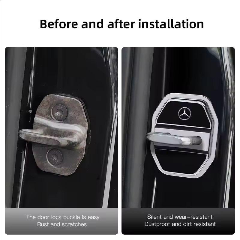 4Pcs Silicone Car Door Lock Buckle Protector Cover For Mercedes Benz AMG W168 W204 W205 W203 W211 W212 W213 W201 W210 GLA GLC BGHKM1