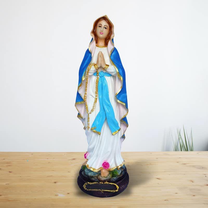 PolyMarble 1 Feet Lourdh Mary Showpiece Idol Catholic Wall Decorative Christian Statues Figurine Home Decor Craft House Warming for Living Room