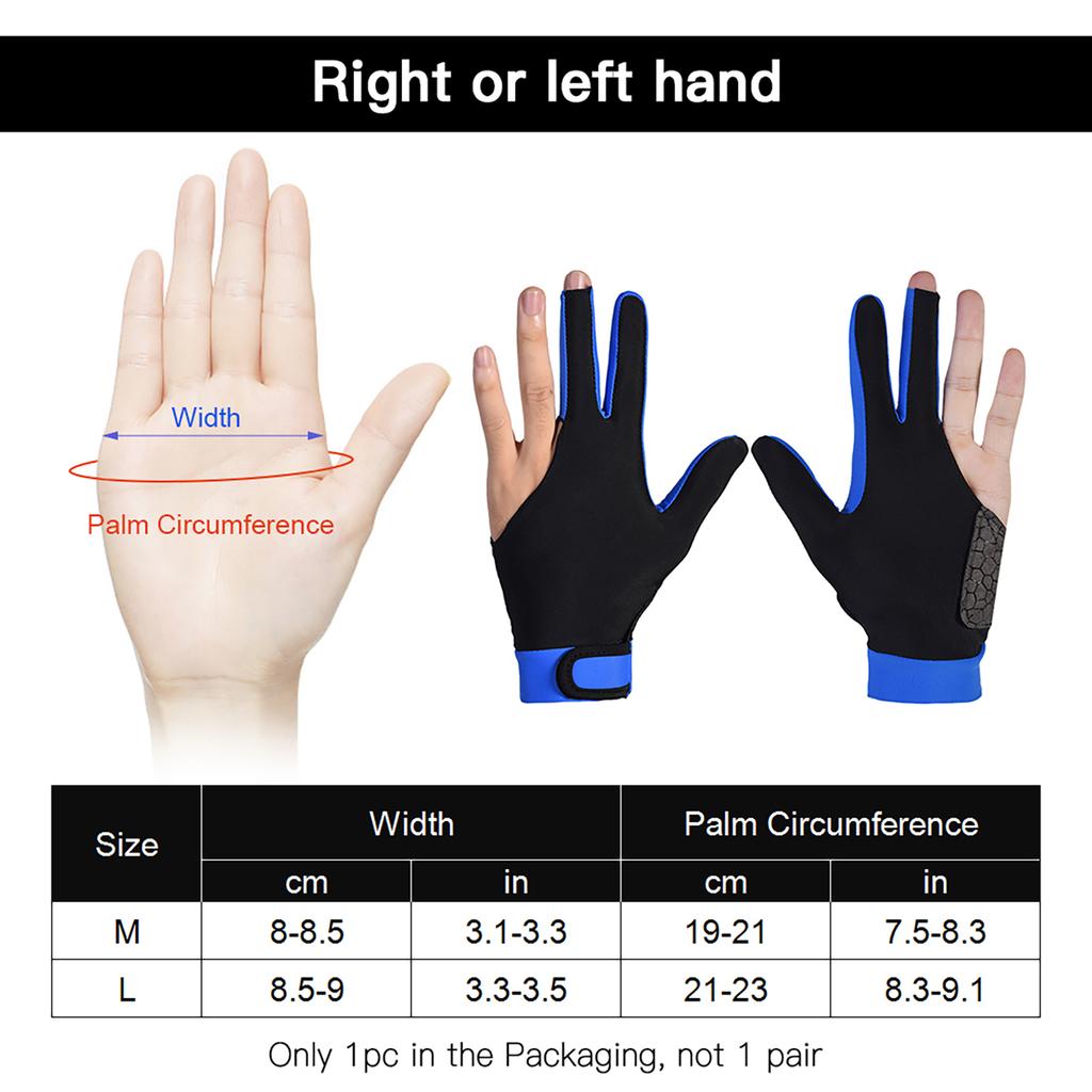 Billiard Glove Anti Skid Breathable Cue Sport Glove 3 Finger Super Elastic Sports Glove Fits On Left or Right Hand
