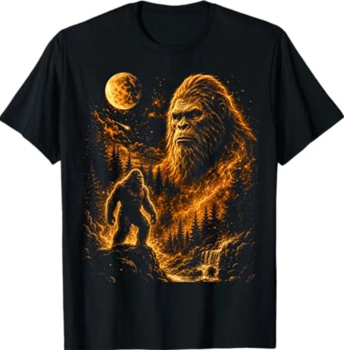 Bigfoot Sasquatch Graphic Tee Cryptid Big Foot Moon Nature T-Shirt