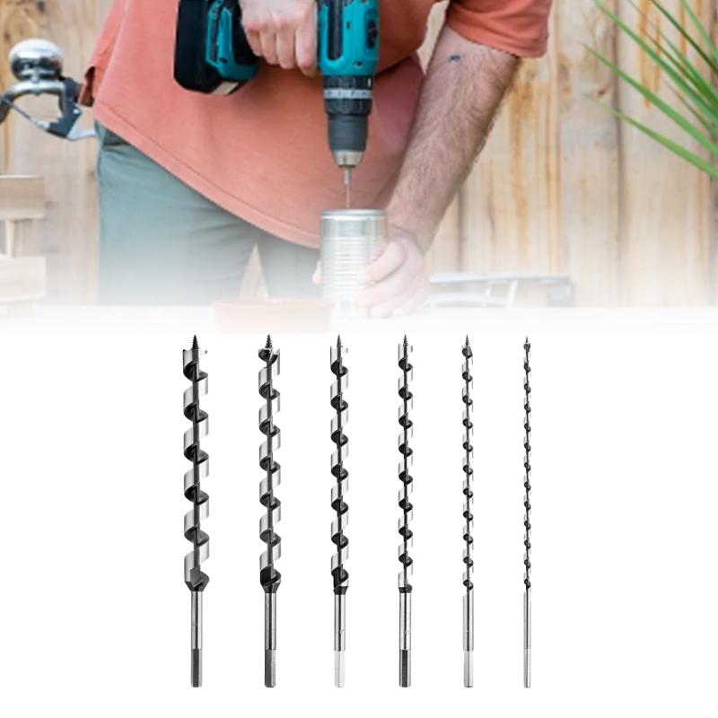 6PCS Hex Shank Drill Bit Set Long Spirals Design for Highly Torqued Stability in Hardwood Universals for Power Drills