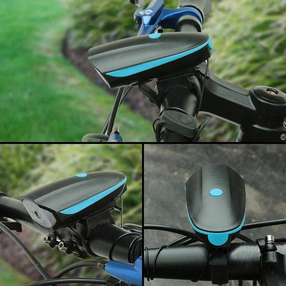 USB Rechargeable Bike Headlight with Horn Waterproof LED Front Light for Mountain Road Bicycle Night Riding Safety