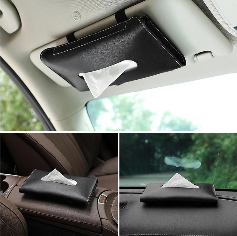 1Pcs Car Sun Visor Tissue Box Holder Car Tissue Box Auto Interior Storage Decoration For Universal Car Accessories