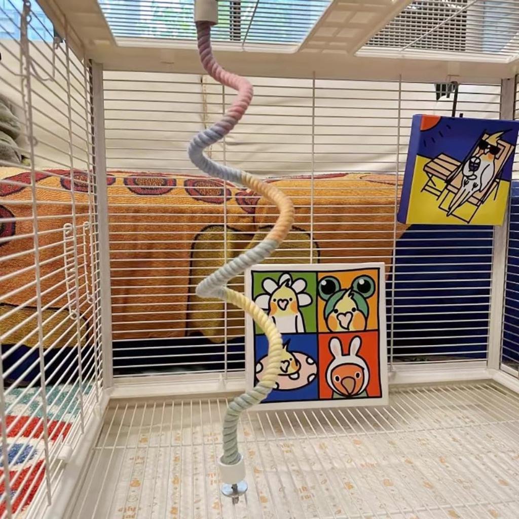 35/80 см веревка для жердочки для птиц градиентная цветная для клеток для птиц гибкая веревка для лазанья клетка аксессуар игрушка для кореллы волнистого попугайчика неразлучника планера