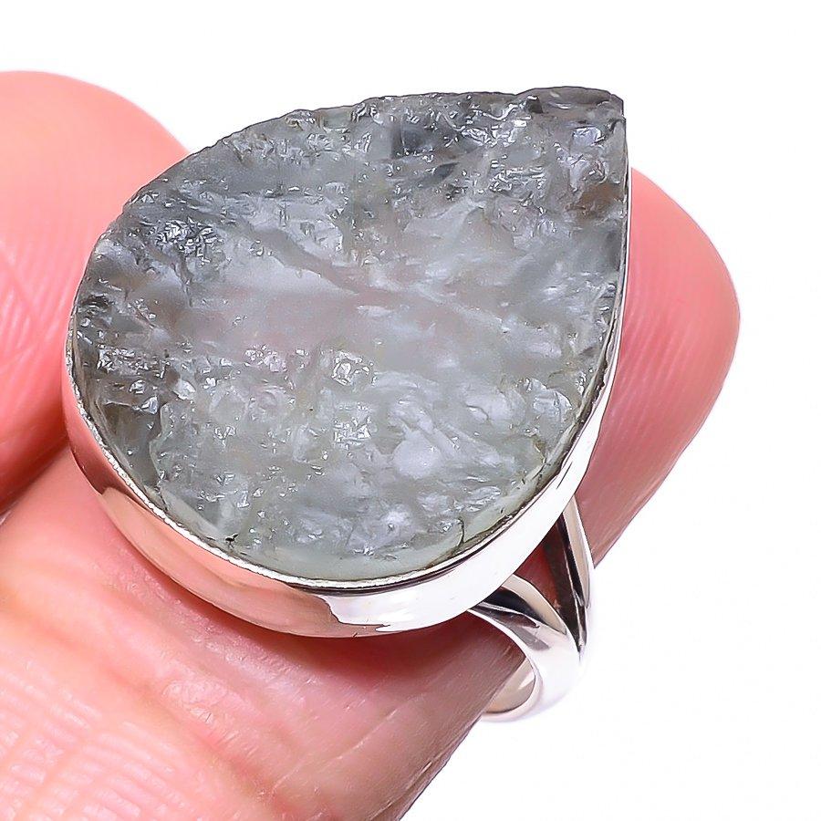 Подарочное кольцо из чистого серебра 925 пробы с натуральным аквамарином S.8 f1c87