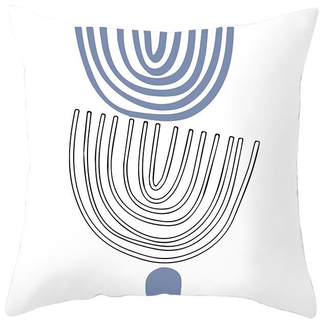 Nordic Blue and Purple Abstract Geometric Pillowcase Peach Leather Velvet Printed Home Fabric Sofa Pillow Cushion Cover