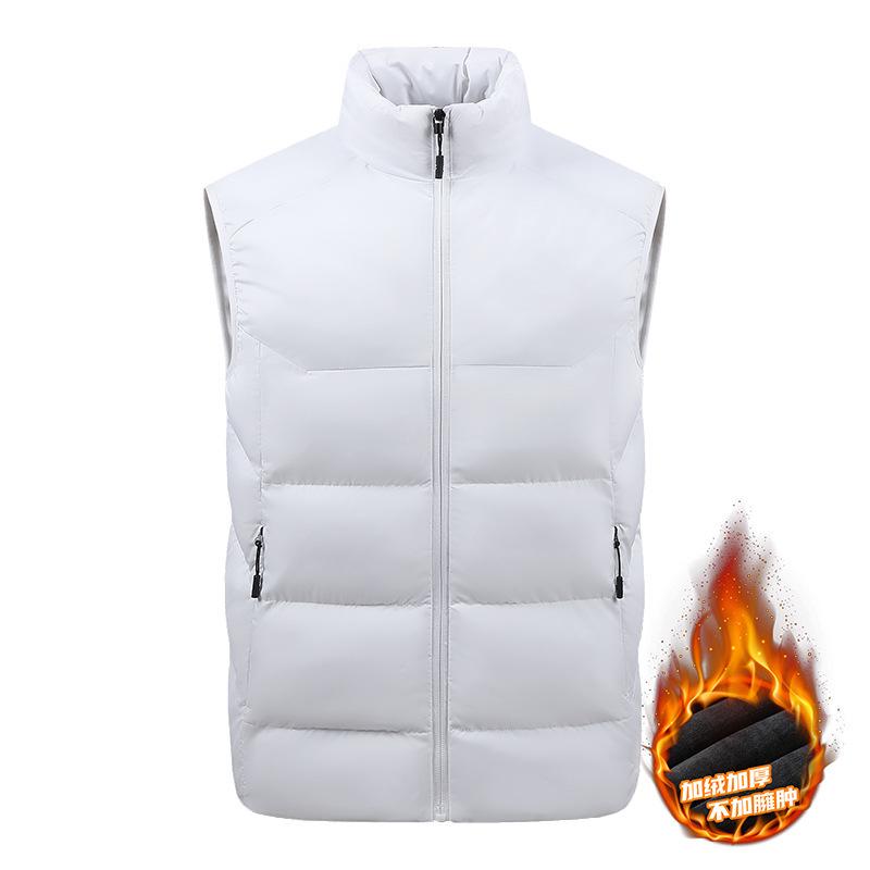 Unisex Fleece-Lined Stand-Collar Sports Vest for Autumn/Winter