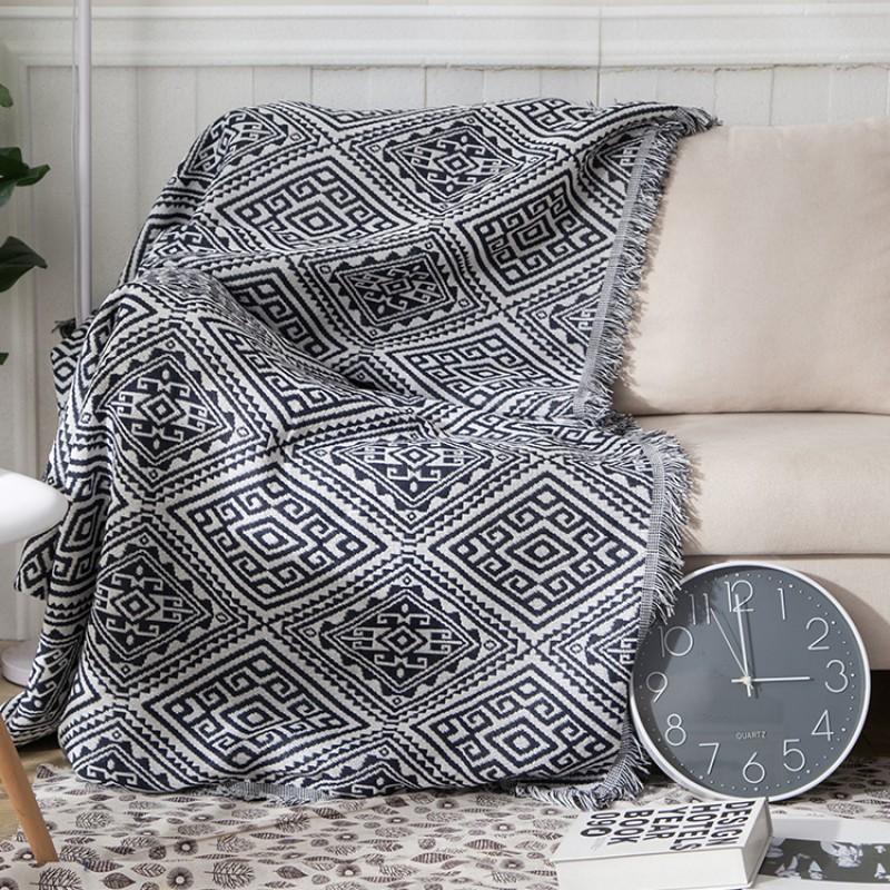 Retro Geometric Cotton Throw Blanket Sofa Bed Decor All Season Use