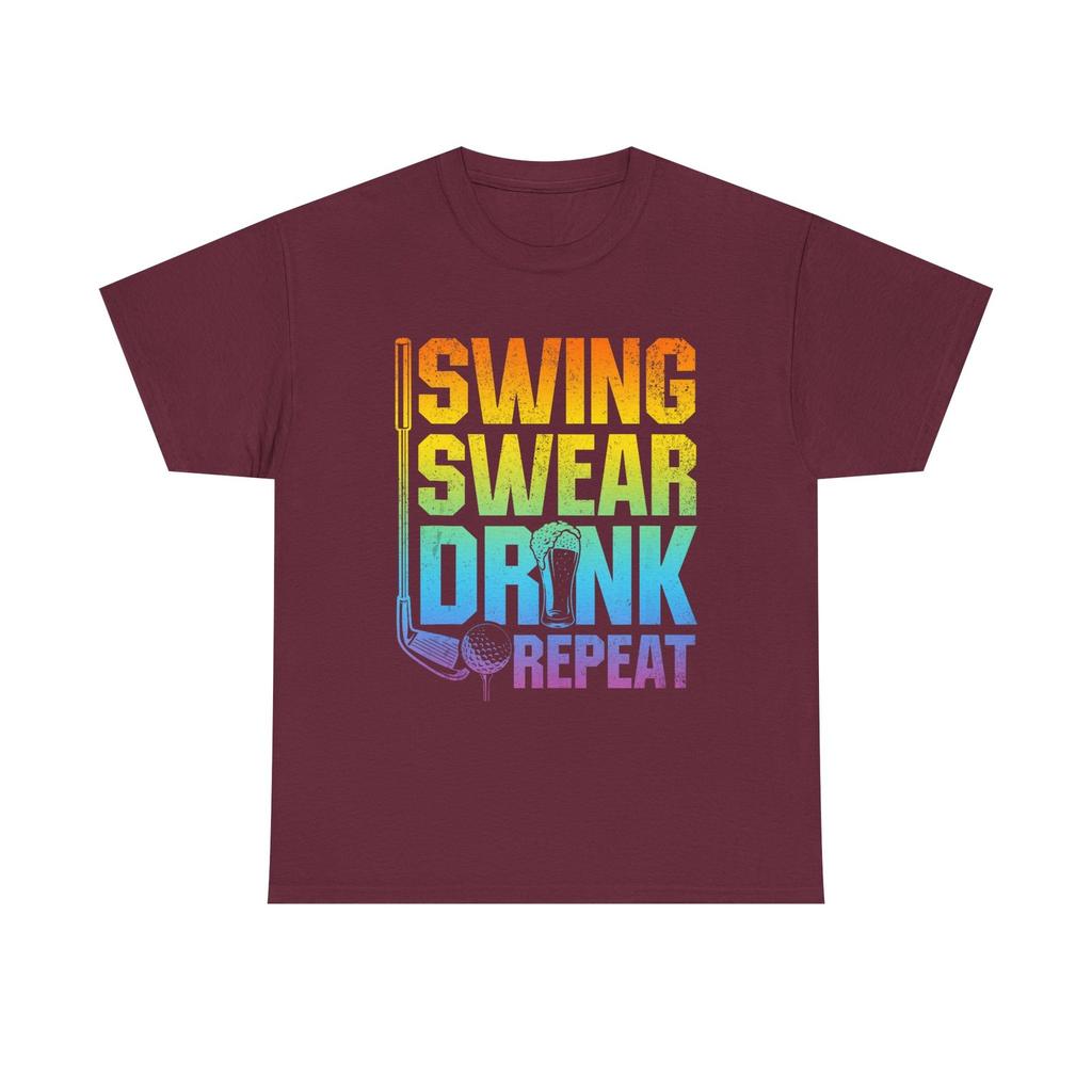 Funny Golf Tee - Swing Swear Drink Repeat - T-Shirt Gift For Golfers