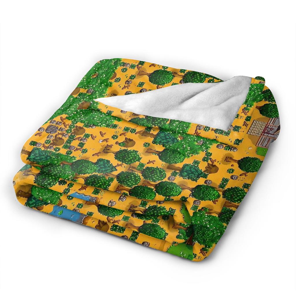 The best Stardew Valley farm-Flannel Blanket Soft Durable Throw Blanket for Living Room Travel Pattern Bedspread Sofa Bed Cover