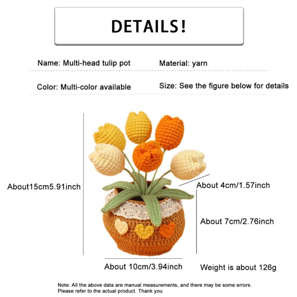 Вязаные тюльпаны хризантемы растения украшения ручной работы цветочный горшок украшения для дома