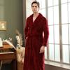 Plus Size Men's Autumn Winter Bathrobe Couple's Thickened Long Robe Solid Waist-tie Loungewear with Pockets