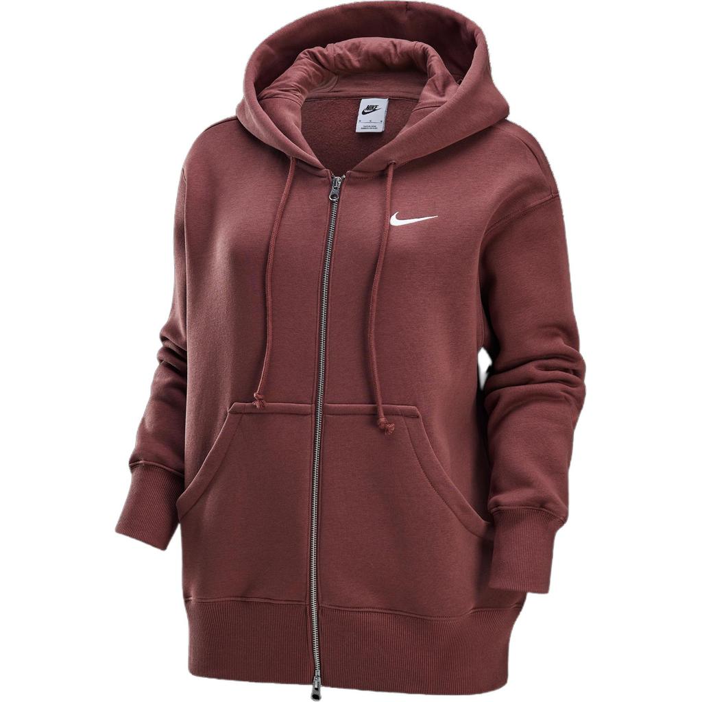 Nike Sportswear Phoenix Fleece Swoosh Hooded Zip-Up Comfortable Long Sleeve Sweatshirt Women Sweatshirt Red-Brown Sail DQ5759-218