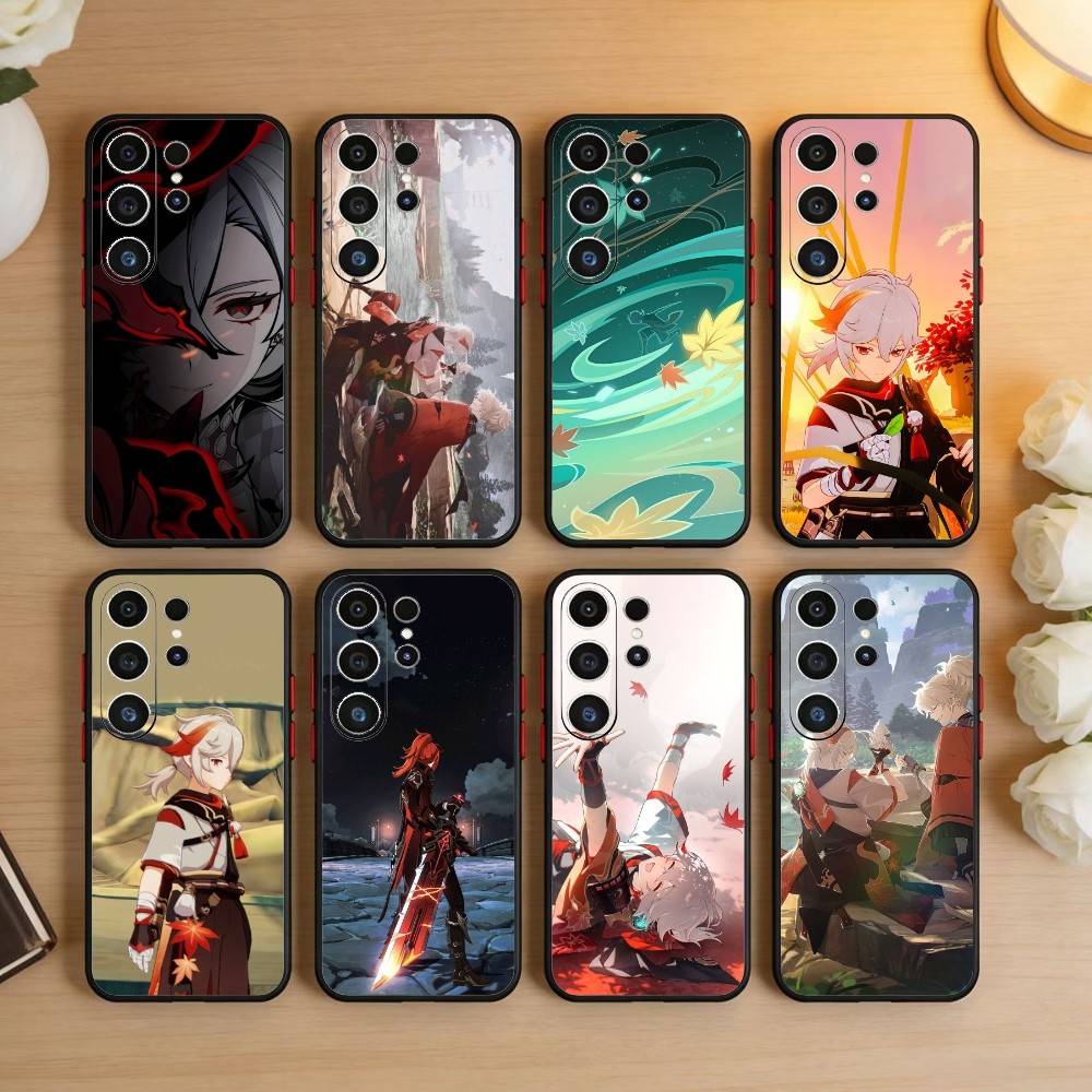 Чехол для телефона U-Genshin A-Kaedehara Kazuha для Samsung S26, S25, S24, S23, S22, S21, S20, Ultra, Plus, FE Черный Мягкий чехол